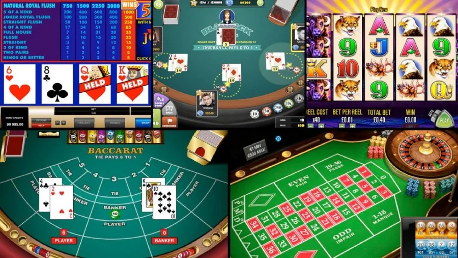 Tampilan meja kartu dan pilihan ruang kasino digital